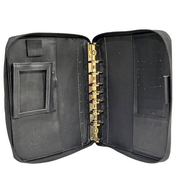 Franklin Covey Vintage Black Leather Full Zip Around Planner Compact Size - Picture 4 of 6